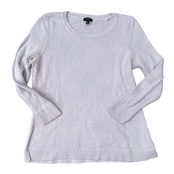 Talbots Dove Gray Cable Knit Light Wool Blend Long Sleeve Sweater Sz LP - Picture 1 of 8